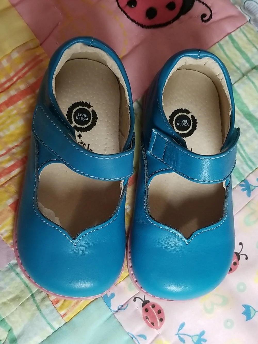 Matilda Jane Teal Blue Mary Janes with Pink Soles Size 8 Livie & Luca Astrid